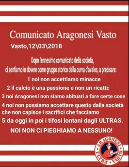 Comunicato Aragonesi Vasto