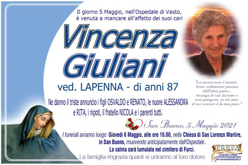 Vincenza Giuliani 5/05/2021
