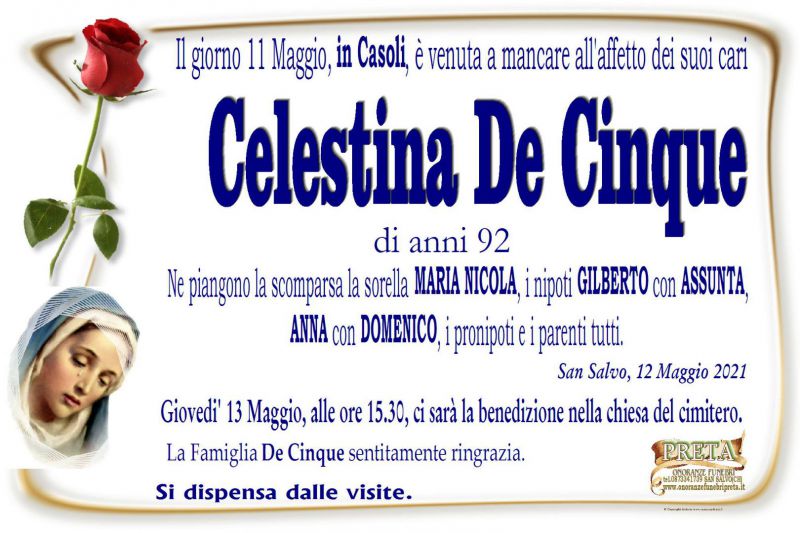 Celestina De Cinque 12/05/2021