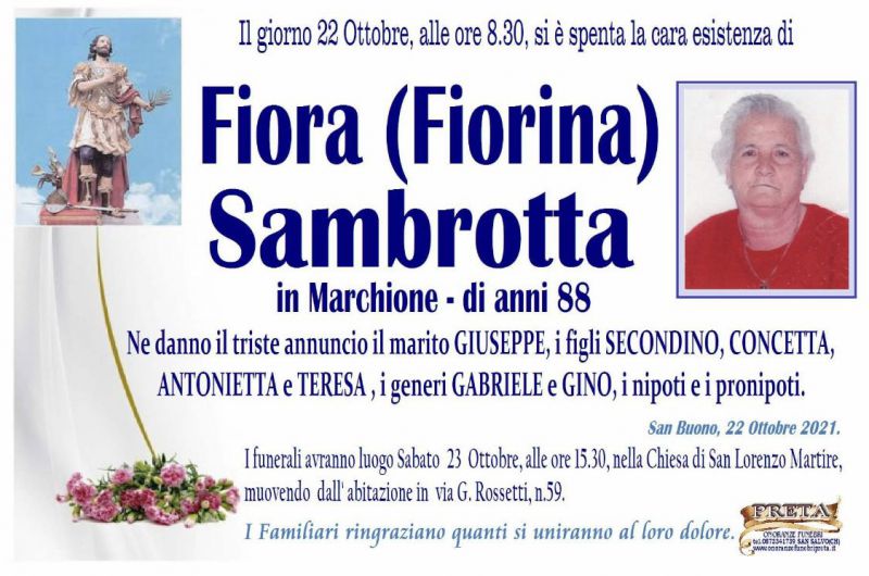 Fiora (Fiorina) Sambrotta 22/10/2021