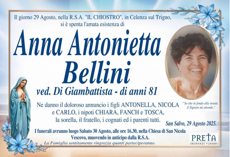 Anna Antonietta Bellini 29/08/2025