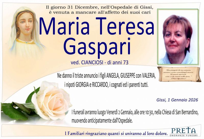 Maria Teresa Gaspari 1/01/2026