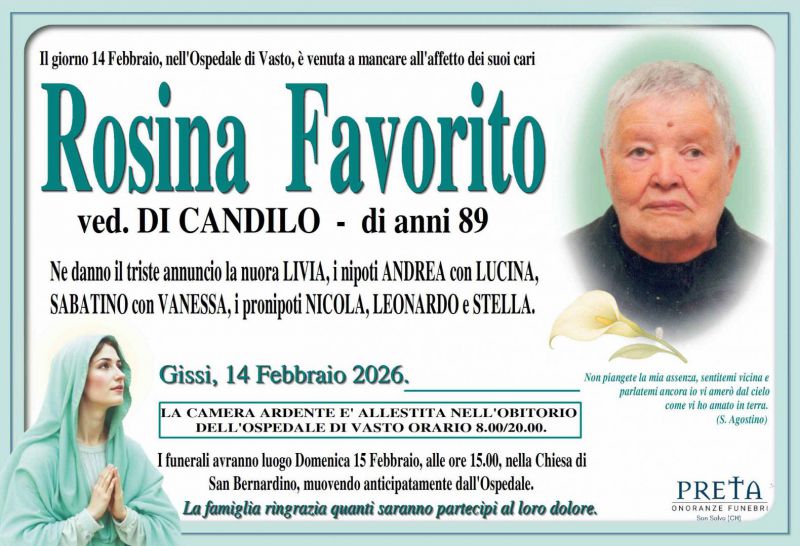 Rosina Favorito 14/02/2026