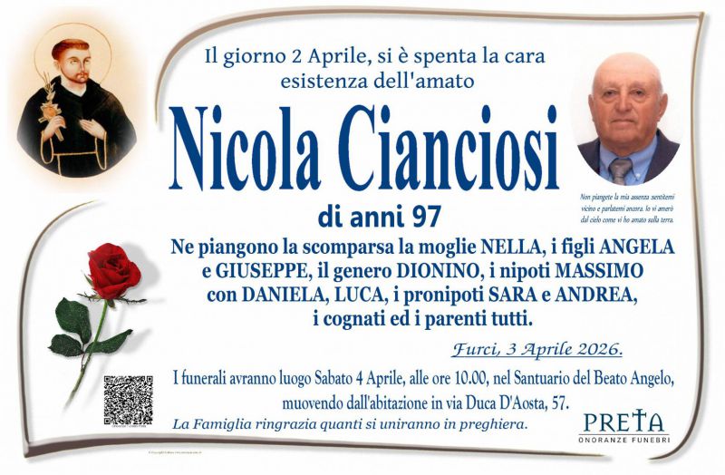 Nicola Cianciosi 3/04/2026