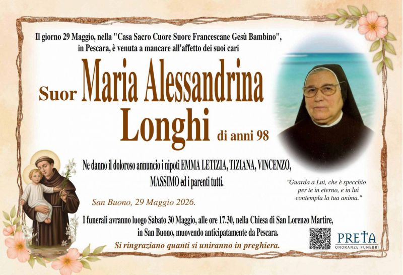 Suor Maria Alessandrina Longhi 29/05/2026
