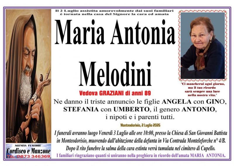 Maria Antonia Melodini 2/07/2026