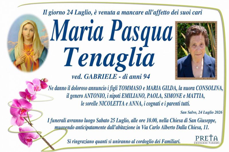 Maria Pasqua Tenaglia 24/07/2026